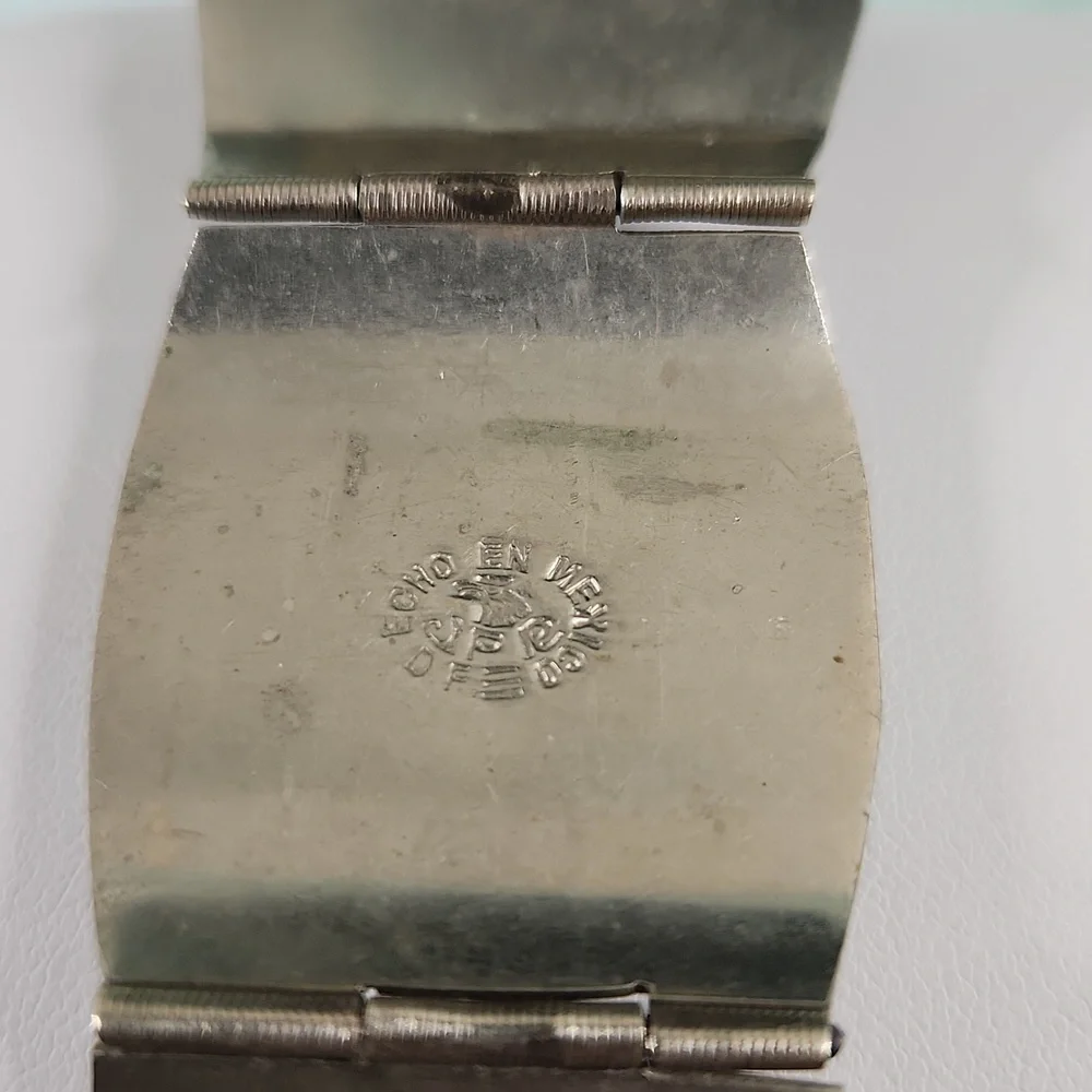 Vintage Taxco Mexico Sterling Panel Bracelet Abalone Mother of Pearl MOP - Picture 3 of 12